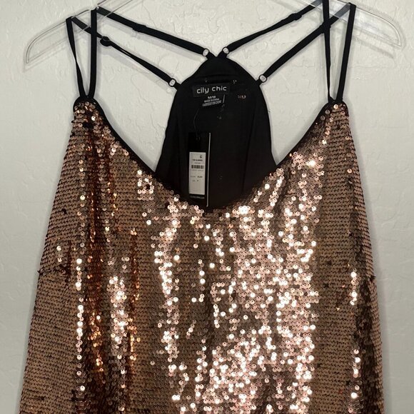 City Chic Razzle Sazzle Glimmer Bronze Blush Cami NWT M 18 - Picture 3 of 7